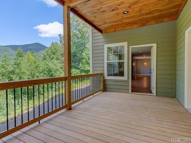 deck with a mountain view