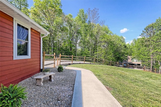 view of yard featuring a fenced backyard