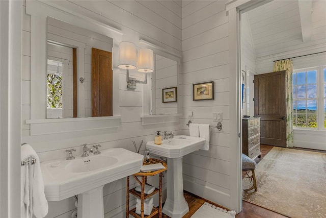 168 Old Wagon Rd, Highlands, NC 28741 - bathroom with wood finished floors and wood walls