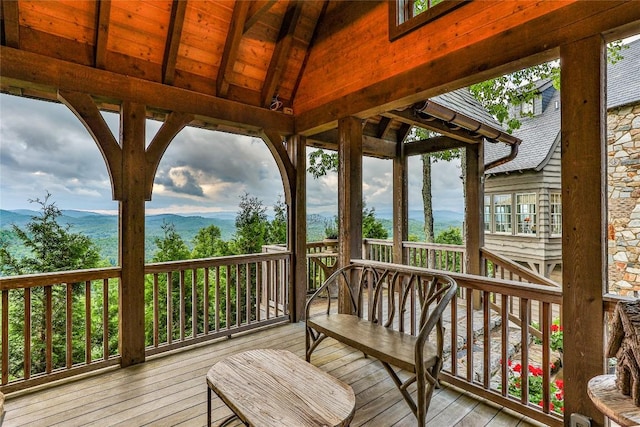 168 Old Wagon Rd, Highlands, NC 28741 - wooden deck with a mountain view