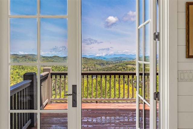 168 Old Wagon Rd, Highlands, NC 28741 - doorway to outside with a mountain view and healthy amount of natural light