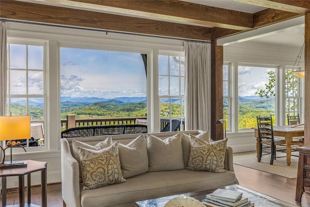 168 Old Wagon Rd, Highlands, NC 28741 - living room with a mountain view and wood finished floors