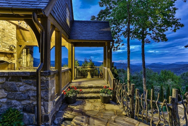 168 Old Wagon Rd, Highlands, NC 28741 - view of patio featuring a mountain view