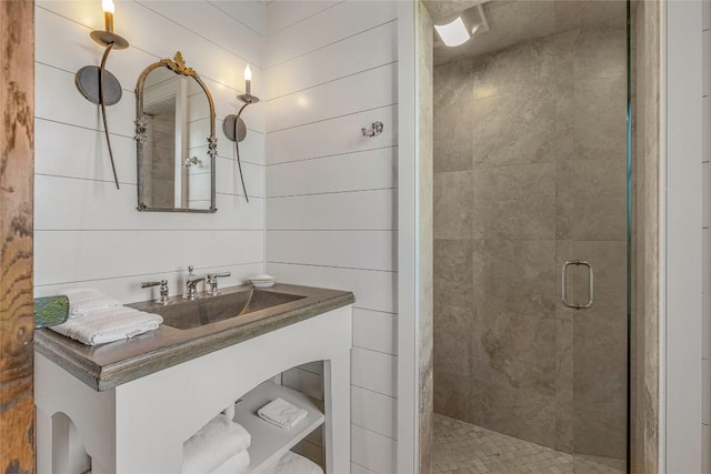 168 Old Wagon Rd, Highlands, NC 28741 - bathroom with a shower stall and vanity