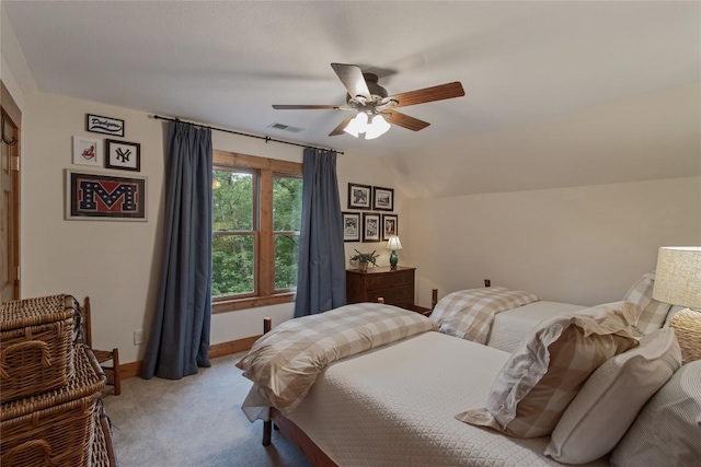 161 Kestrel Ct, Sapphire, NC 28774 - bedroom featuring light colored carpet, a ceiling fan, and vaulted ceiling