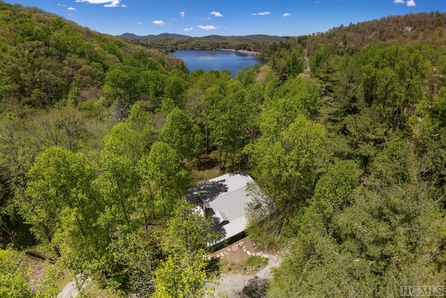 aerial view with a water and mountain view