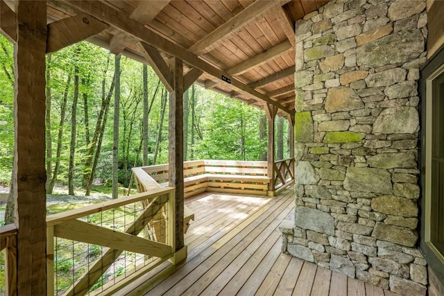 deck with a view of trees