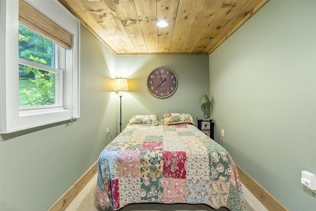 bedroom featuring wooden ceiling