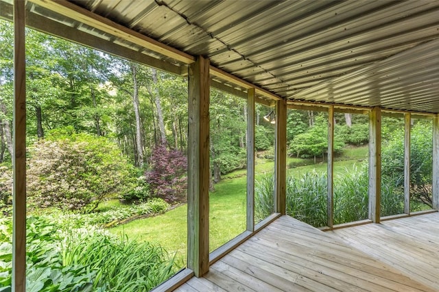 view of unfurnished sunroom