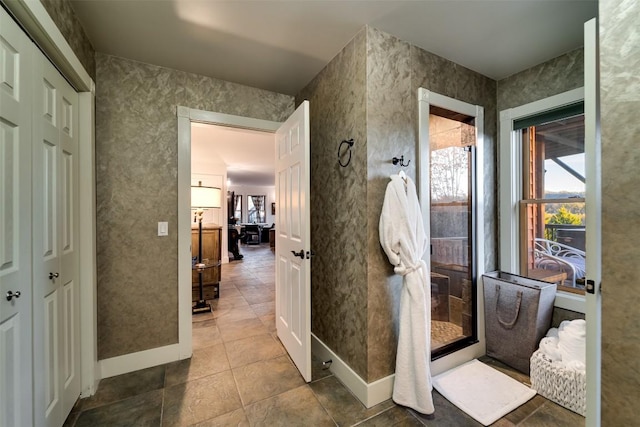 bathroom with tile patterned flooring