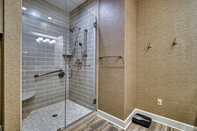 bathroom featuring an enclosed shower