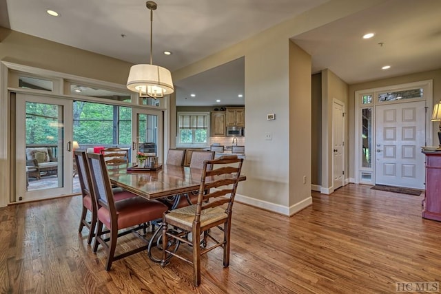 dining space featuring light hardwood / wood-style floors