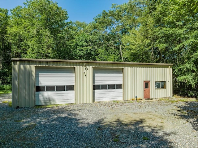 view of detached garage