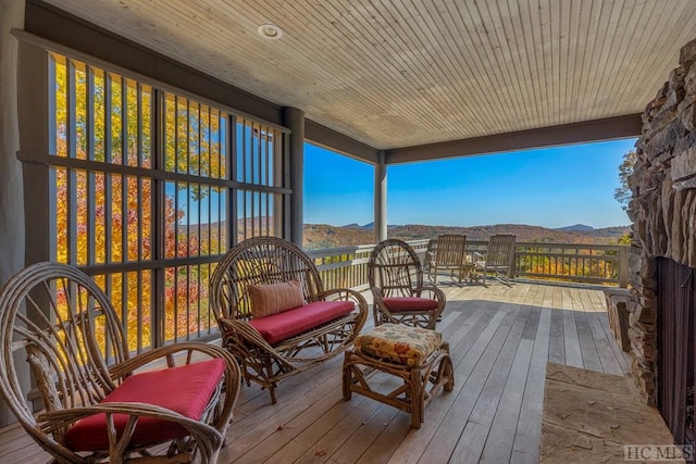 deck with a mountain view