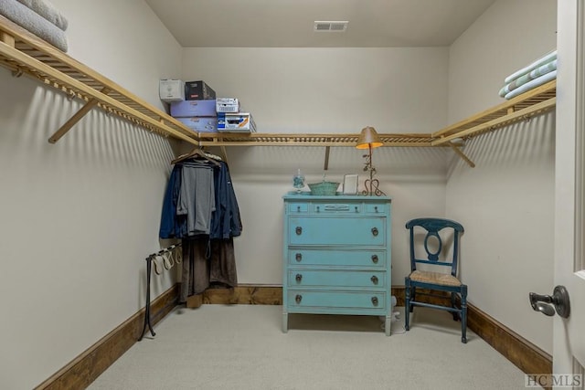 walk in closet featuring carpet