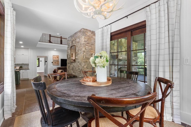 248 Drystack Way, Cashiers, NC 28717 - dining room with a chandelier and recessed lighting