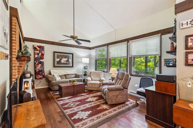 38 Lonely Mountain Dr Unit 24-A, Sapphire, NC 28774 - living area with ceiling fan, hardwood / wood-style flooring, vaulted ceiling, and baseboard heating