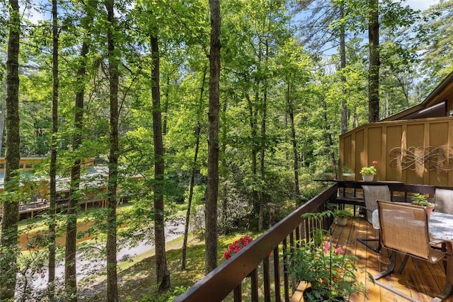 38 Lonely Mountain Dr Unit 24-A, Sapphire, NC 28774 - view of wooden balcony with a deck and a forest view