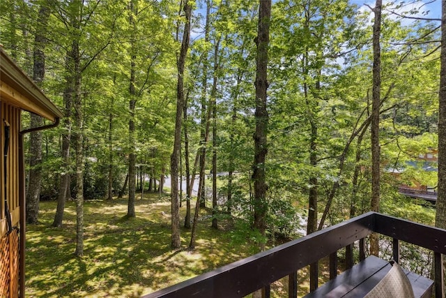 38 Lonely Mountain Dr Unit 24-A, Sapphire, NC 28774 - wooden terrace with a wooded view