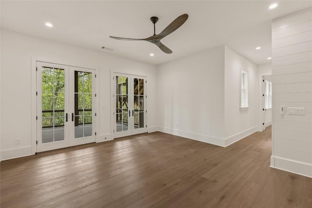 2608 Magnolia Dr, Highlands, NC 28741 - spare room with french doors, a ceiling fan, wood finished floors, and recessed lighting