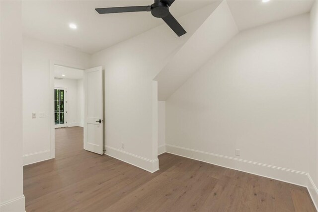 2608 Magnolia Dr, Highlands, NC 28741 - additional living space featuring wood finished floors, a ceiling fan, recessed lighting, and lofted ceiling