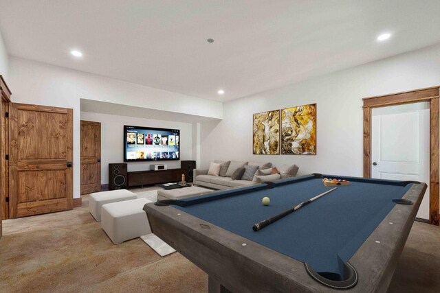 1086 Roaming Rd, Glenville, NC 28736 - playroom with recessed lighting, pool table, and carpet flooring
