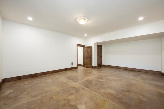 1086 Roaming Rd, Glenville, NC 28736 - empty room with baseboards, concrete floors, visible vents, and recessed lighting