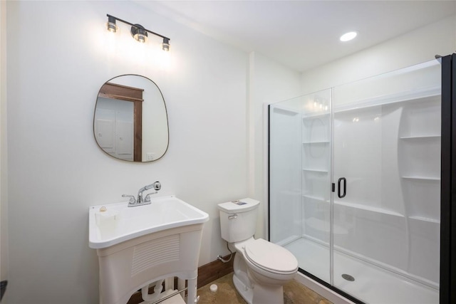 1086 Roaming Rd, Glenville, NC 28736 - full bathroom featuring a stall shower, toilet, and a sink