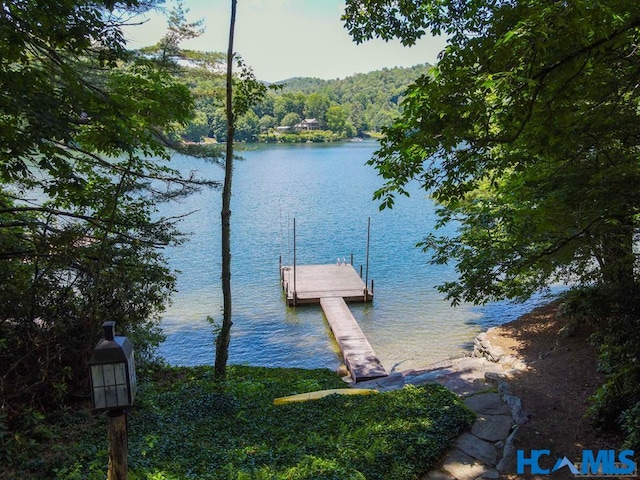 view of dock featuring a water view