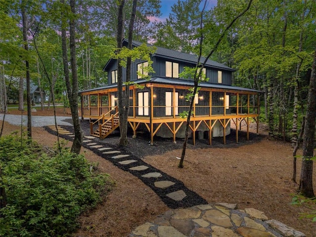 365 Cherokee Cir, Lake Toxaway, NC 28747 - back of property featuring a sunroom