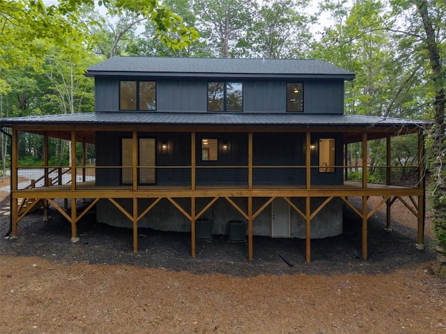 365 Cherokee Cir, Lake Toxaway, NC 28747 - rear view of house featuring a metal roof and a deck