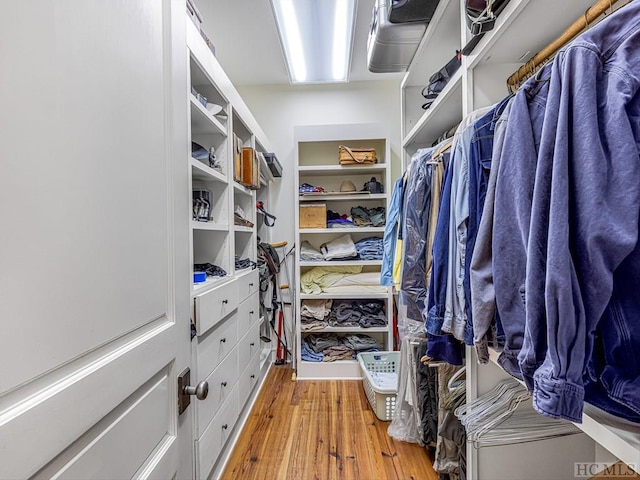 spacious closet with light wood-type flooring