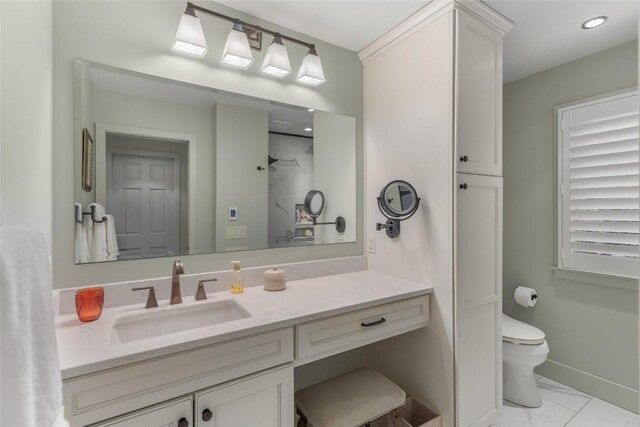 72 Winterberry Ct Unit 7, Highlands, NC 28741 - bathroom with marble look tiles, vanity, and a shower