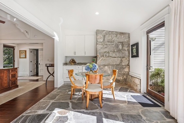 dining area with dark wood finished floors