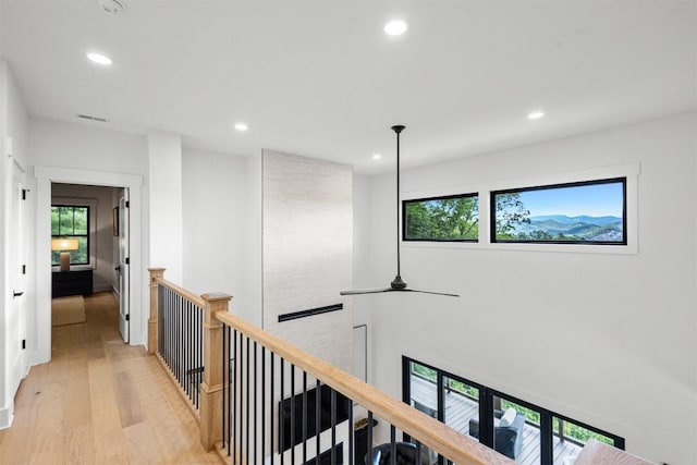 55 Steeplebush Ct, Tuckasegee, NC 28783 - hall with an upstairs landing, recessed lighting, and light wood-type flooring