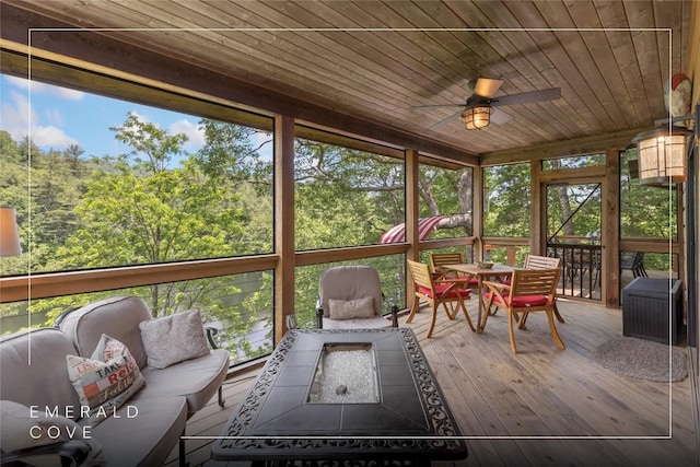 230 Jersey Trl Unit 12, Sapphire, NC 28774 - sunroom with ceiling fan and outdoor dining space