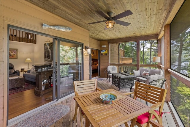 230 Jersey Trl Unit 12, Sapphire, NC 28774 - sunroom featuring ceiling fan, healthy amount of natural light, and outdoor lounge area
