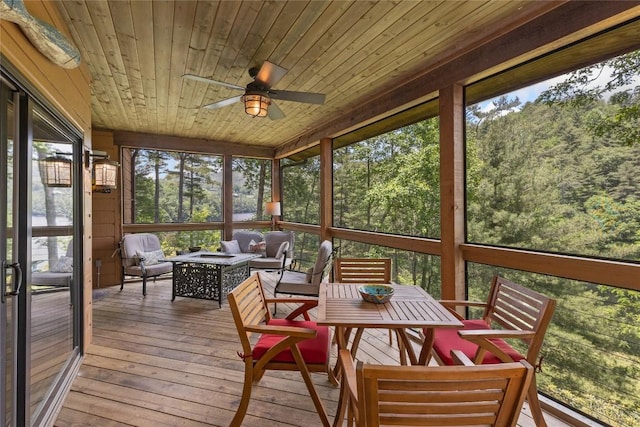 230 Jersey Trl Unit 12, Sapphire, NC 28774 - sunroom / solarium with a ceiling fan, an outdoor living space, and outdoor dining area