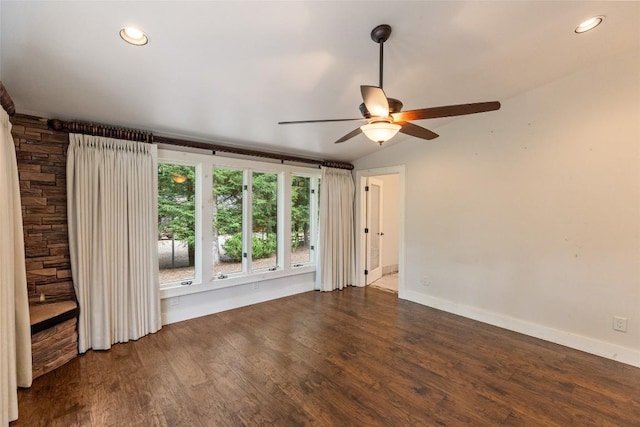 314 Beckonridge Trl, Sapphire, NC 28774 - spare room with ceiling fan, dark wood-style flooring, recessed lighting, and lofted ceiling