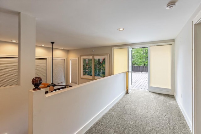 314 Beckonridge Trl, Sapphire, NC 28774 - hall with an upstairs landing, carpet, and recessed lighting