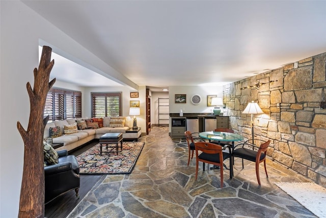 314 Beckonridge Trl, Sapphire, NC 28774 - living room featuring stone floors