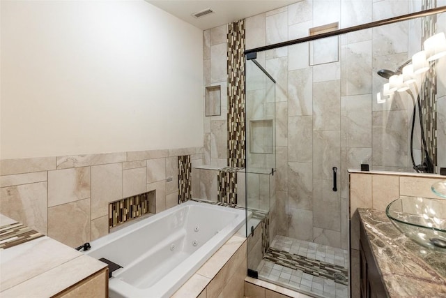 314 Beckonridge Trl, Sapphire, NC 28774 - bathroom featuring a jetted tub and a shower stall