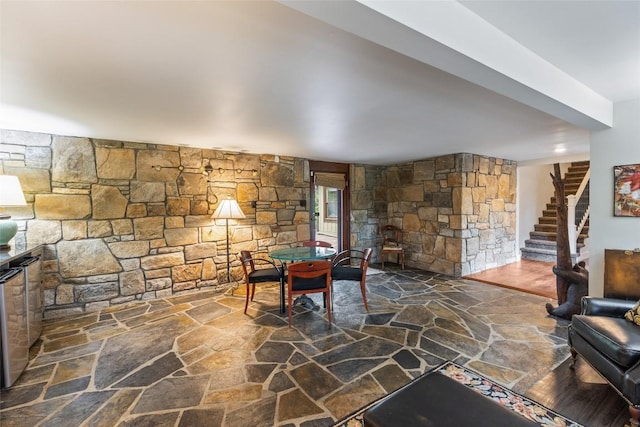 314 Beckonridge Trl, Sapphire, NC 28774 - living room with stone flooring and stairway