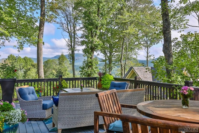 deck featuring a mountain view