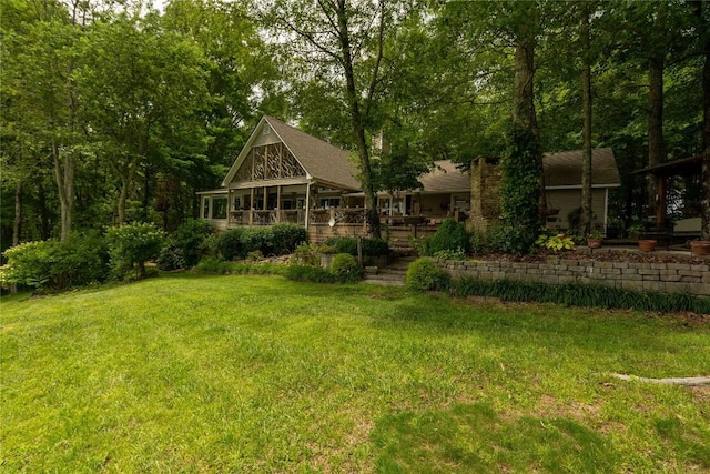 546 Upsy Daisy Ln, Cullowhee, NC 28723 - view of green lawn with covered porch