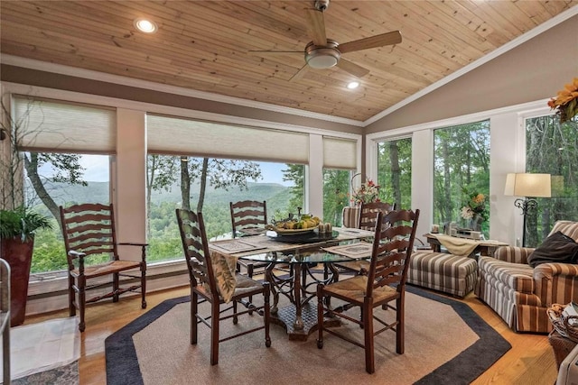546 Upsy Daisy Ln, Cullowhee, NC 28723 - sunroom with ornamental molding, wood ceiling, vaulted ceiling, healthy amount of natural light, and wood finished floors