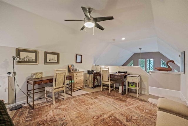 546 Upsy Daisy Ln, Cullowhee, NC 28723 - home office with lofted ceiling and a ceiling fan