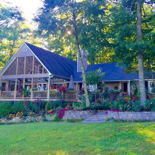 546 Upsy Daisy Ln, Cullowhee, NC 28723 - back of property featuring a lawn and a chimney