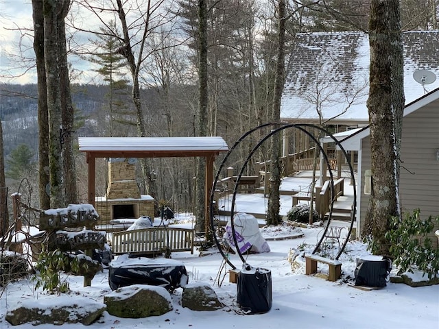 546 Upsy Daisy Ln, Cullowhee, NC 28723 - yard layered in snow with a fireplace