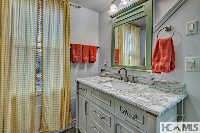 400 Cole Mountain Cir, Highlands, NC 28741 - bathroom with vanity and shower / bath combo with shower curtain